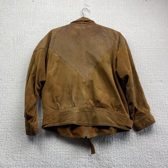 VTG Paris Sport Club Leather Jacket Brown Snake Skin Flight Bomber Padded M Read - Picture 16 of 16